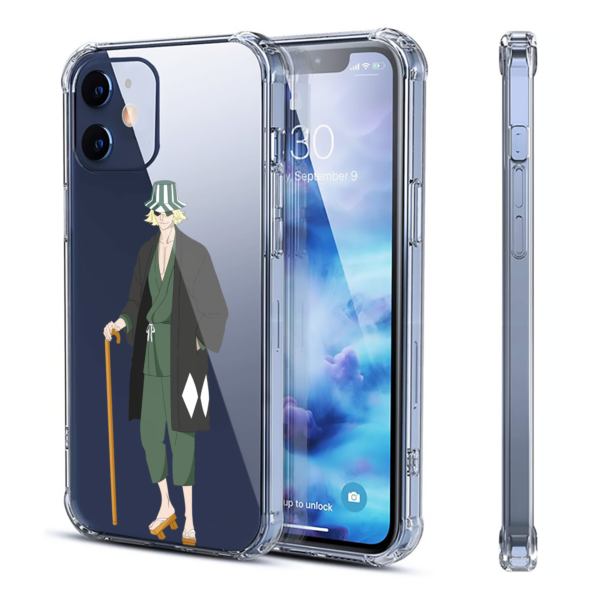 （画像用） "ブリーチ 浦原 喜助（うらはら きすけ） BLEACH Urahara Kisuke " 【iPhone 12シリーズ対応】透明スマホケース（クリアソフトケース）